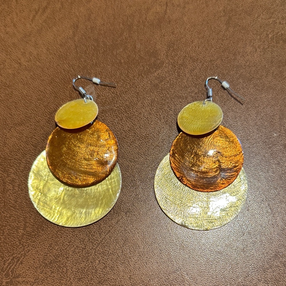 Elegant Gold and Orange Dangle Earrings